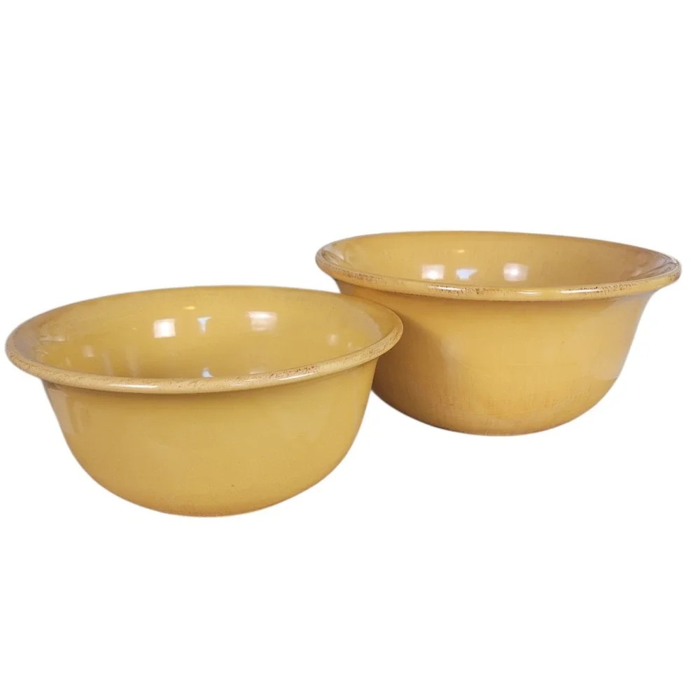 Pier 1 Toscana Gold Hand Painted Earthenware Bowls Set of 2 Italy 10